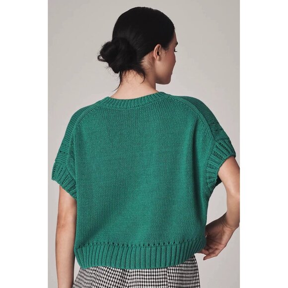 NWT Size XS -Anthropologie Maeve Short Sleeve Turnip Veggie Motif Sweater - Picture 3 of 16